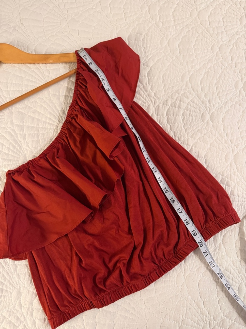 a new day Red One-Shoulder Ruffle Crop Top - Picture 7 of 8